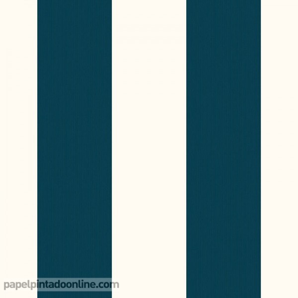 papel pintado rayas anchas azul marino y blanco roto