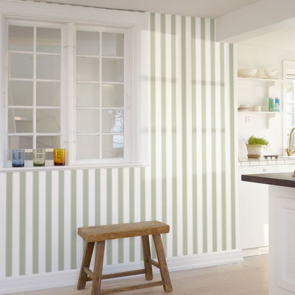 Papel de parede riscas cor verde decoração elegante