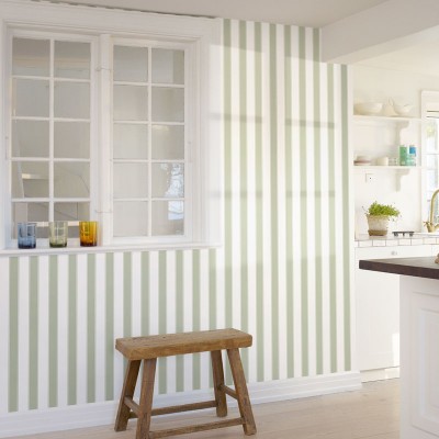 Papel de parede riscas cor verde decoração elegante