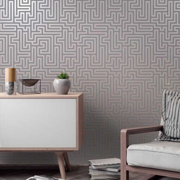 Papel de parede geométrico dourado rosa, decoração elegante