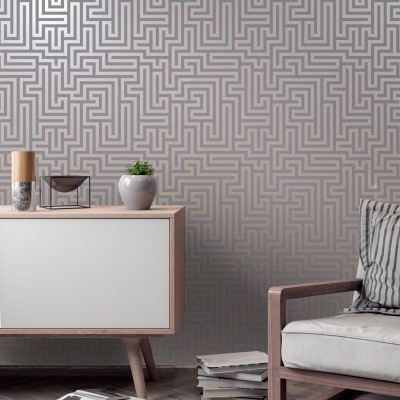 Papel de parede geométrico dourado rosa, decoração elegante
