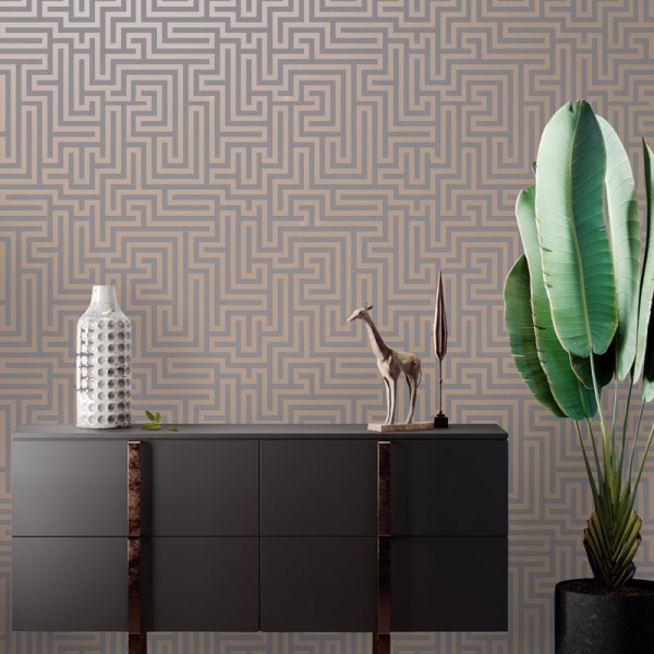 Papel de parede geométrico dourado rosa, decoração elegante