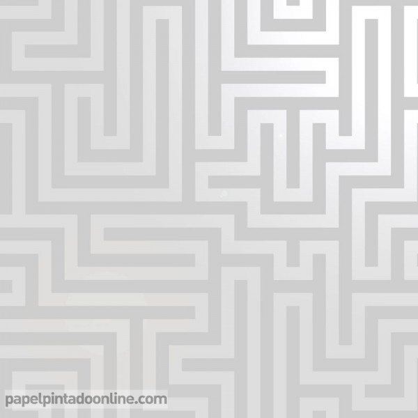 paper pintat modern, línies geomètriques platejades fons color gris, dibuix de laberint, decoració elegant