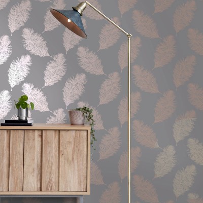 paper pintat plomes elegants rosa gold fons gris