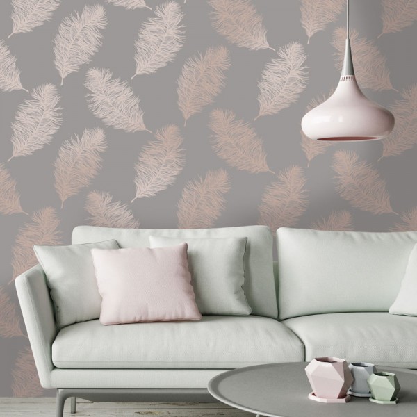 papel de parede elegante com penas rosa ouro fundo cinza papel de parede elegante com penas rosa ouro fundo cinza