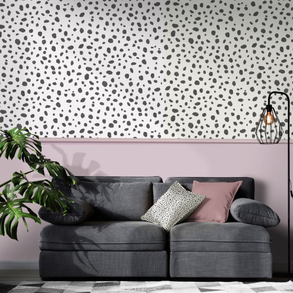 papel de parede manchas dálmata preto e branco