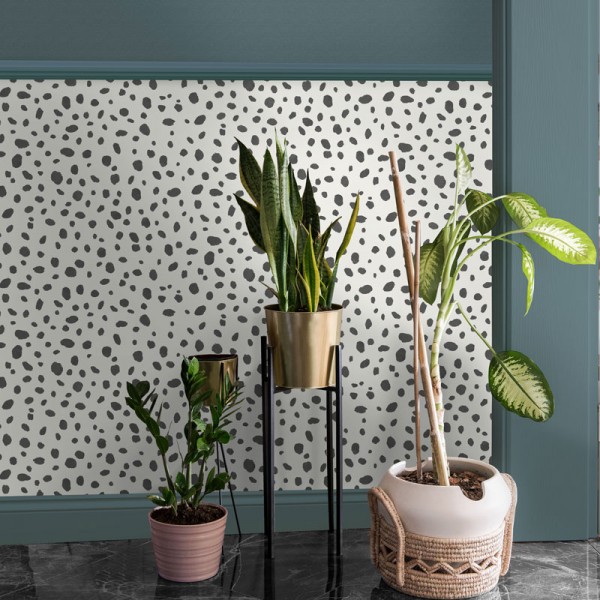 papel de parede manchas dálmata preto e branco