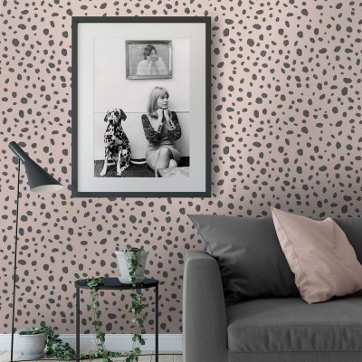papel pintado manchas dalmata rosa y negro 2