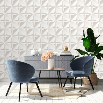 papel pintado efecto tridimensional beige topo decoración moderna ref. 101