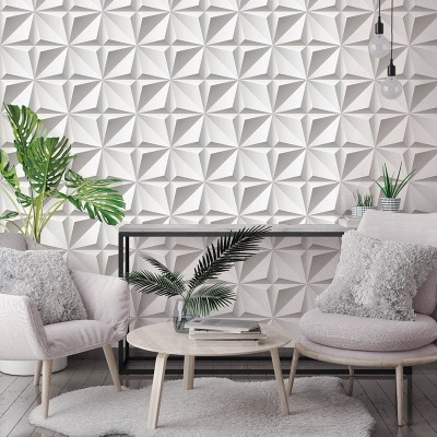 papel pintado efecto tridimensional gris decoración moderna ref. 102
