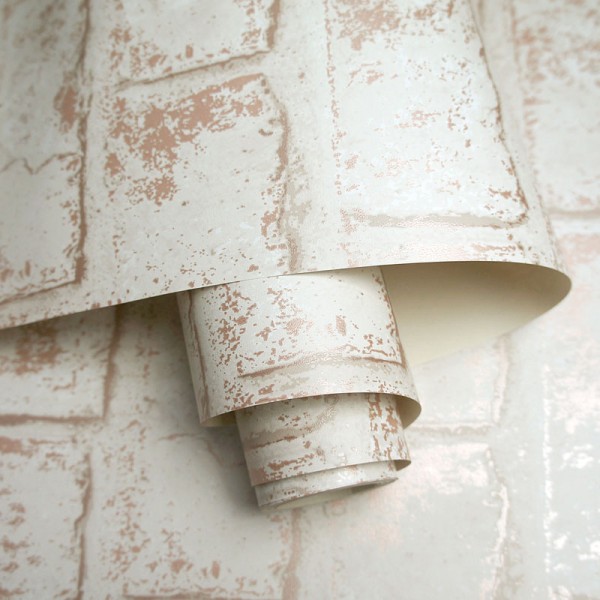 paper pintat imitació maó beix amb coure metal·litzat efecte desgastat paper pintat imitació maó beix amb coure metal·litzat efecte desgastat