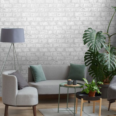 paper pintat imitació maó gris amb plata efecte desgastat