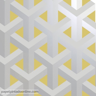 papel pintado efecto 3d geométrico amarillo y plata decoración moderna papel pintado efecto 3d geométrico amarillo y plata decoración moderna