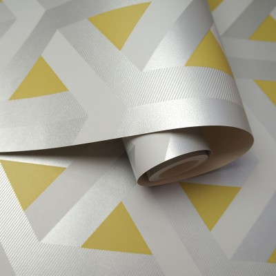 paper pintat efecte 3d geometric groc i plata 12811