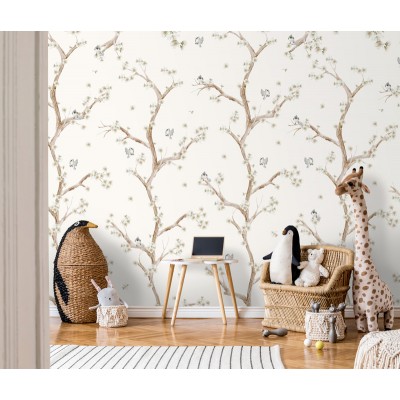 Mural infantil con flores de papel pintado Mural infantil con flores de papel pintado