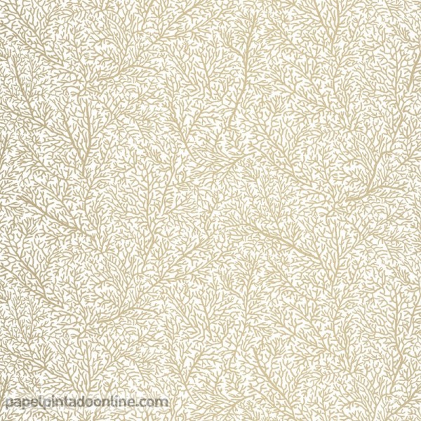 papel pintado de corales dorados para decoración de baños elegantes