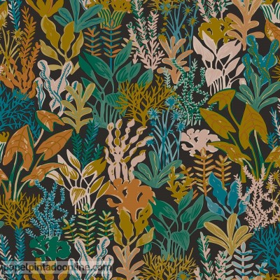 Papel de parede de plantas marinhas coloridas em fundo preto Papel de parede de plantas marinhas coloridas em fundo preto