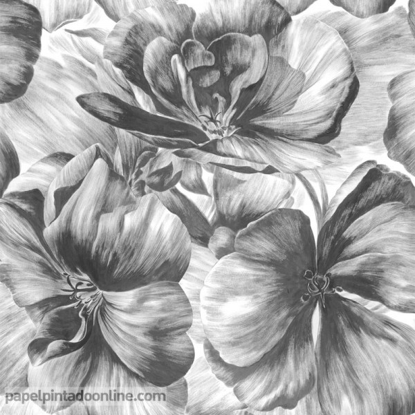 papel de parede floral cinza escuro elegante