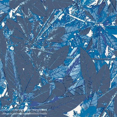 papel pintado hojas azules