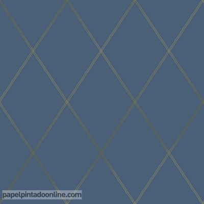 papel pintado geométrico dorado fondo azul marino estilo belle epoque colección Decor Maison