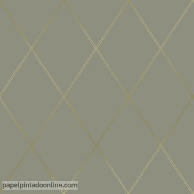 papel pintado geométrico dorado fondo gris verdoso oscuro estilo belle epoque colección Decor Maison