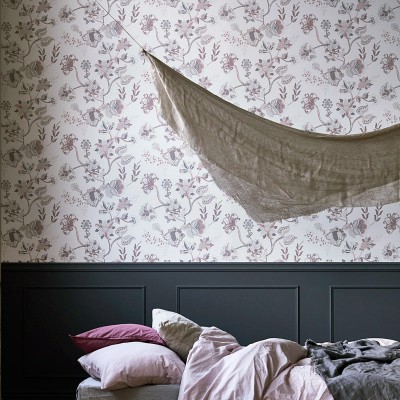 papel de parede com flores rosa e cinza 2