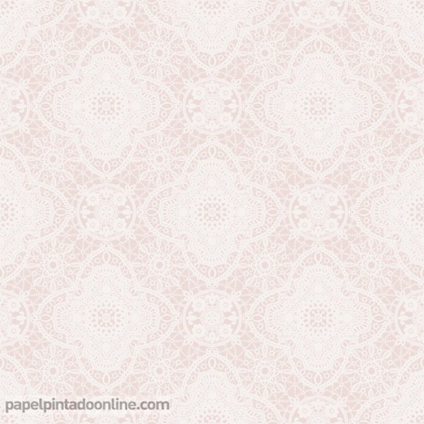 papel pintado crochet rosa salmon