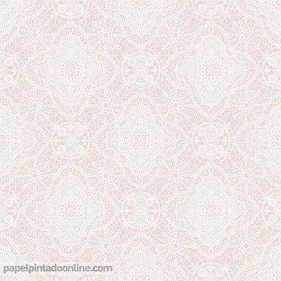 papel pintado crochet rosa salmon