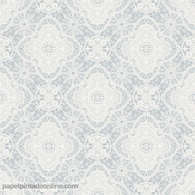 papel pintado crochet fondo gris