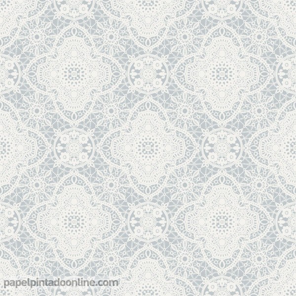 papel pintado crochet fondo gris