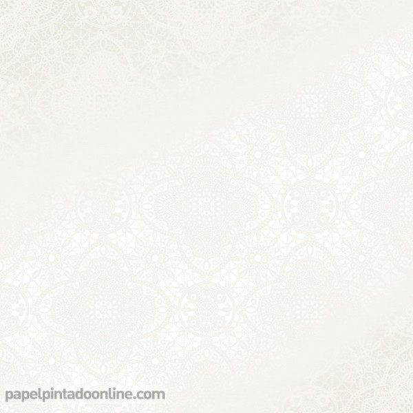 papel pintado crochet blanco fondo perla