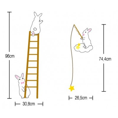 STICKER RABBITS IN THE MOON DP-08165