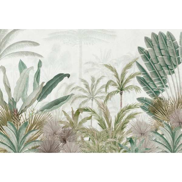 mural paper pintat tropical verd anim042