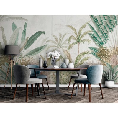 mural paper pintat tropical verd anim042