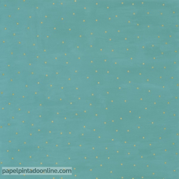 papel pintado topos dorados fondo azul