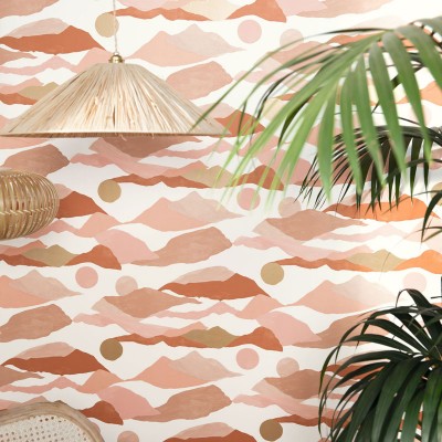 papel pintado pintura acuarela paisaje montañas 2