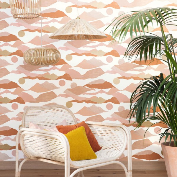 papel pintado pintura acuarela paisaje montañas