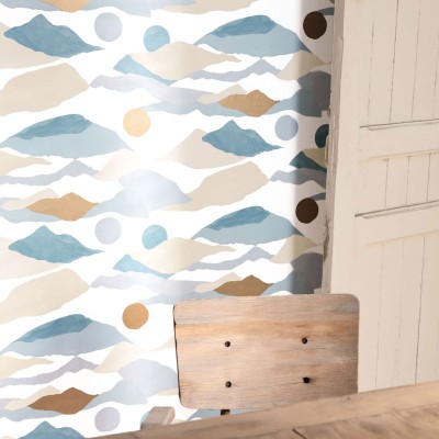 papel pintado pintura acuarela paisaje montañas 2