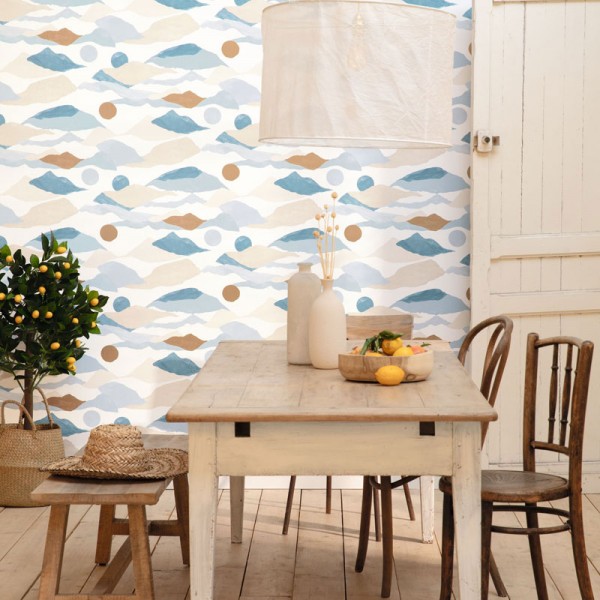 papel pintado pintura acuarela paisaje montañas