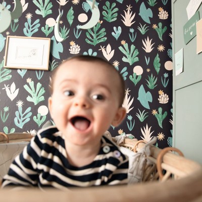 paper pintat naturalesa marina verd blau amb fons negre