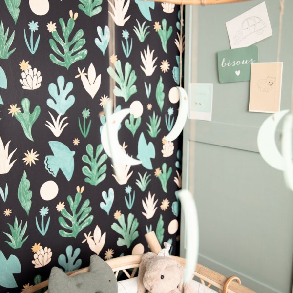 paper pintat naturalesa marina verd blau amb fons negre