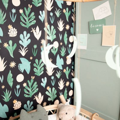 paper pintat naturalesa marina verd blau amb fons negre