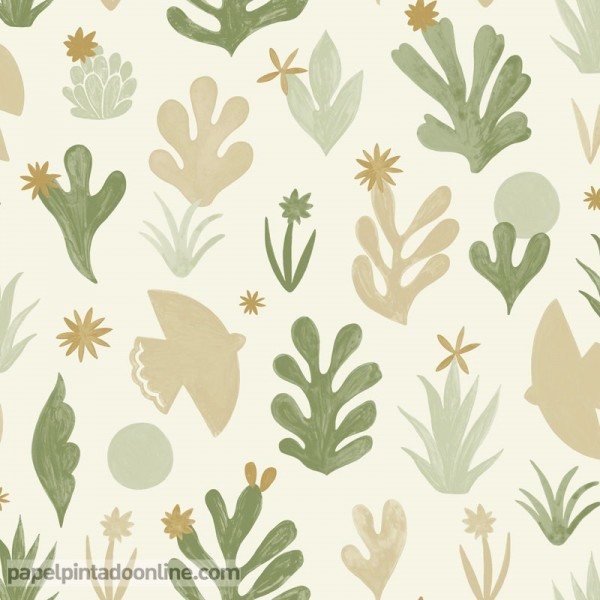 paper pintat naturalesa marina verd i beige