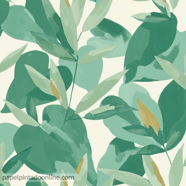papel de parede com folhas verdes desenho artístico