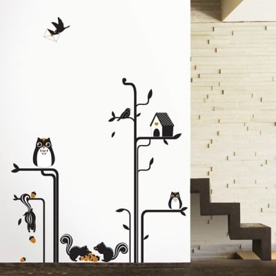 STICKER OWLS SQUIRRELS TREE DP-08164 2