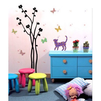 STICKER CAT & BUTTERFLIES DEC-004