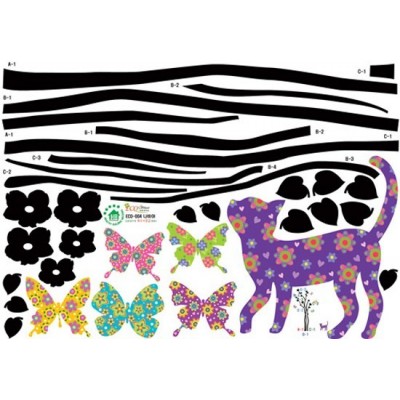 STICKER CAT & BUTTERFLIES DEC-004 2