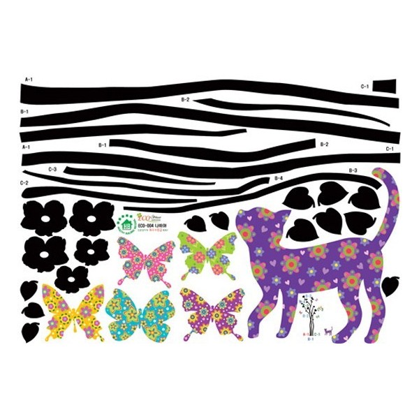 STICKER CAT & BUTTERFLIES DEC-004