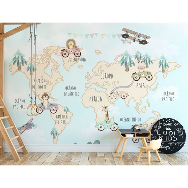 Mural infantil mapa de aventuras retrô VCMA-046