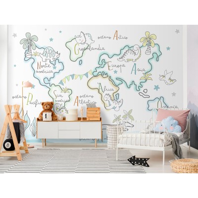 Mural Infantil Mapa Aventuras Jurásicas VCMA-049